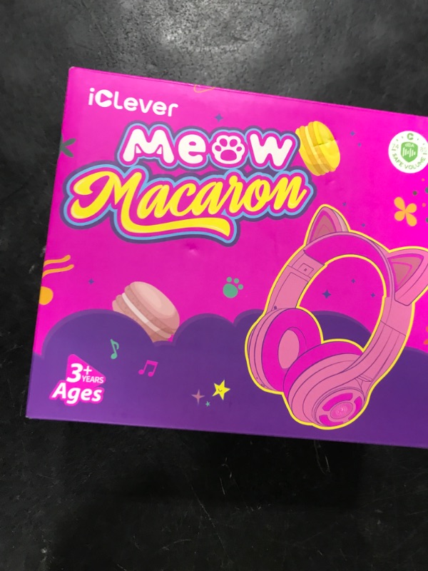 Photo 1 of iClever Cat Ear Kids Bluetooth Headphones, LED Lights Up, 74/85dBA Safe Volume Limited, 50H Playtime,Bluetooth 5.2, USB C, Kids Headphones Wireless for Travel iPad Tablet, Meow Macaron Pink