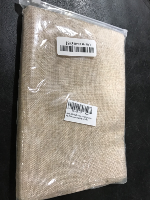 Photo 1 of Home Brilliant Burlap Solid Linen European Throw Pillow Sham Cushion Cover for Bench, 20x20(50x50cm), Light Linen