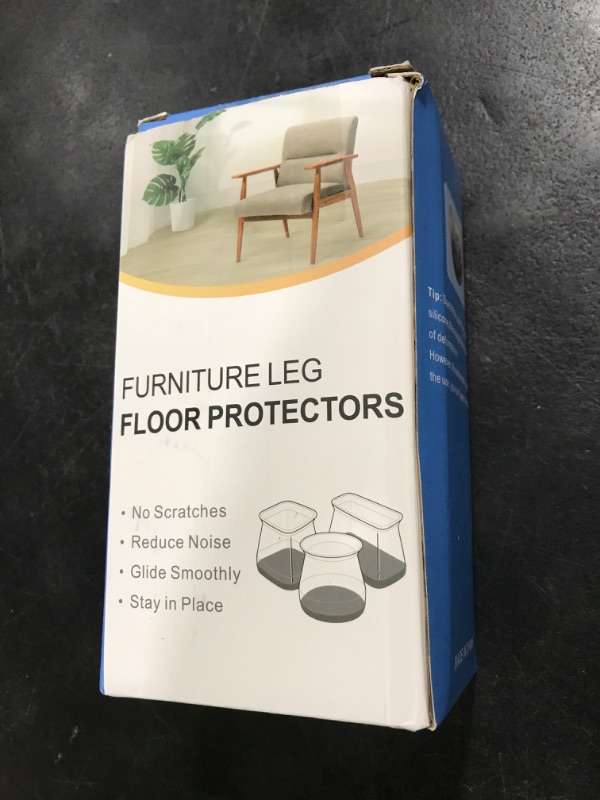 Photo 1 of Chair Leg Floor Protectors Square Chair Leg Protectors for Hardwood Floors Silicone Caps Felt Strengthen Bottom Protection Reduce Noise 32 Pack Clear Square M Fit:13/16" ~ 1" (20~26mm)