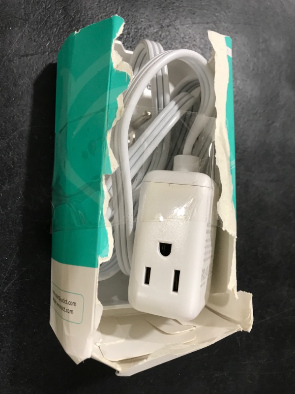 Photo 1 of Flat Extension Cord Short 3ft, ETL Listed, NUTICT 3 Prong Indoor Extension Cord Flat Wall Plug with Outlet Cover, 13A/1625W, 900J Surge Protector, Small Outlet Extender for Kitchen Bathroom, White