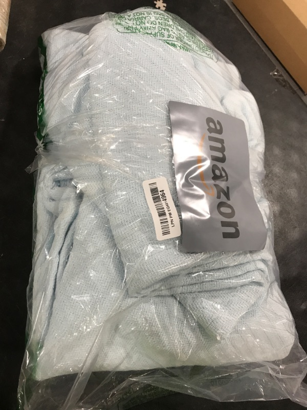 Photo 1 of Beatrice Home Fashions GOTS Certified 100% Organic Cotton Medium Weight Blanket, Soft and Cozy Blanket for Bed, Sofa, Couch, Chair, Full/Queen, Ice Blue