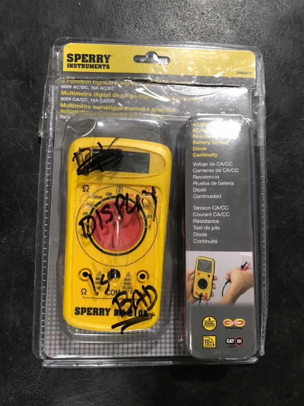 Photo 1 of Sperry Instruments DM6410 8 Function Digital Multimeter, Yellow