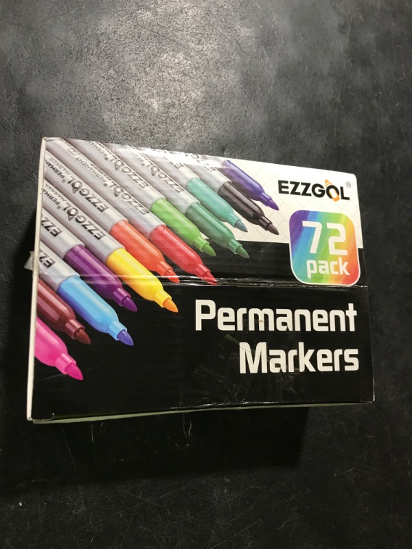 Photo 1 of Ezzgol Permanent Markers Bulk, Permanent Marker Bulk Pack of 72, 12 Assorted Colors, Fine Point Permanent Markers For Kids and Adult Coloring as Office, School Supplies