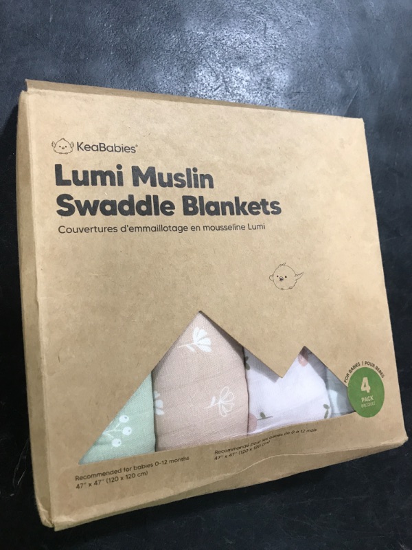 Photo 1 of 4-Pack Muslin Swaddle Blankets for Boys, Girls - Organic Baby Swaddles for Newborns, Soft & Breathable Receiving Baby Blankets for Girl, Boy, Neutral, Newborn Essentials Gift (Wild Bloom)