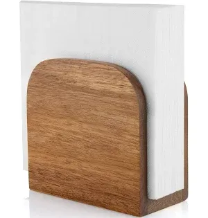 Photo 1 of ALELION Acacia Wood Napkin Holder for Table, Wooden Upright Napkin Holders for Kitchen, Standing Napkin Dispenser for Kitchen Dining Room Party Cocktail Outdoor Use