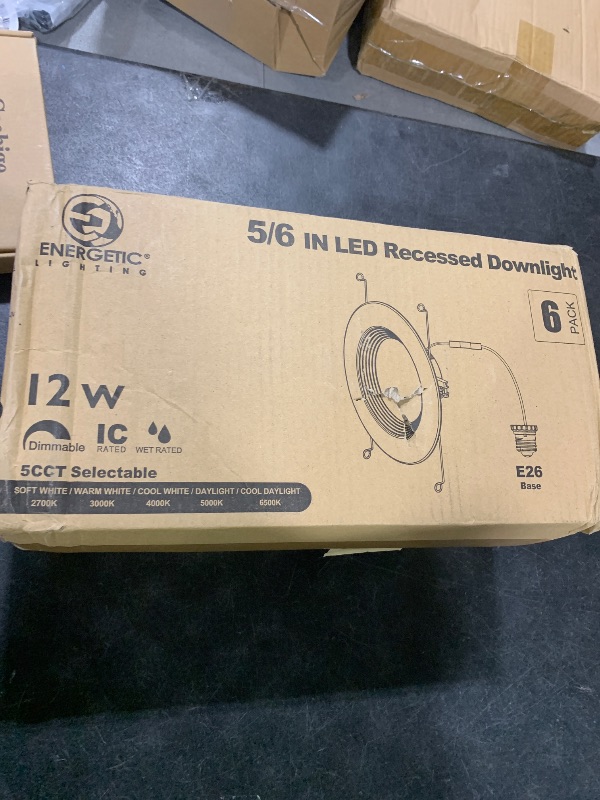 Photo 1 of 6 Pack 5/6 Inch 5CCT LED Recessed Lighting Retrofit, 2700K/3000K/4000K/5000K/6500K Selectable, Dimmable Can Lights with Baffle Trim, 12W=150W, High Brightness 1000LM, IC& Wet Rated, ETL&FCC Certified