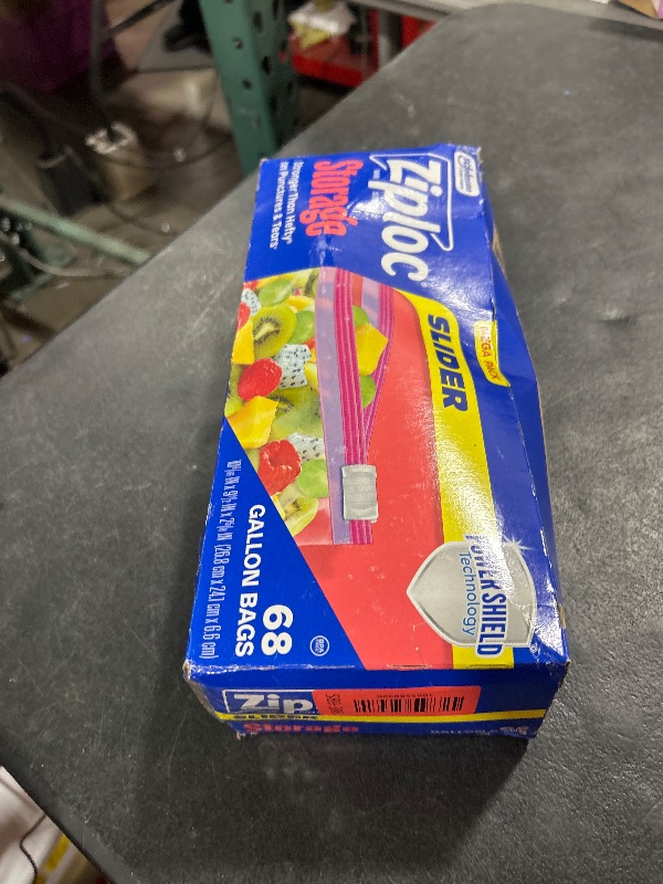 Photo 1 of Ziploc Gallon Food Storage Slider Bags, Power Shield Technology for More Durability, 68 Count