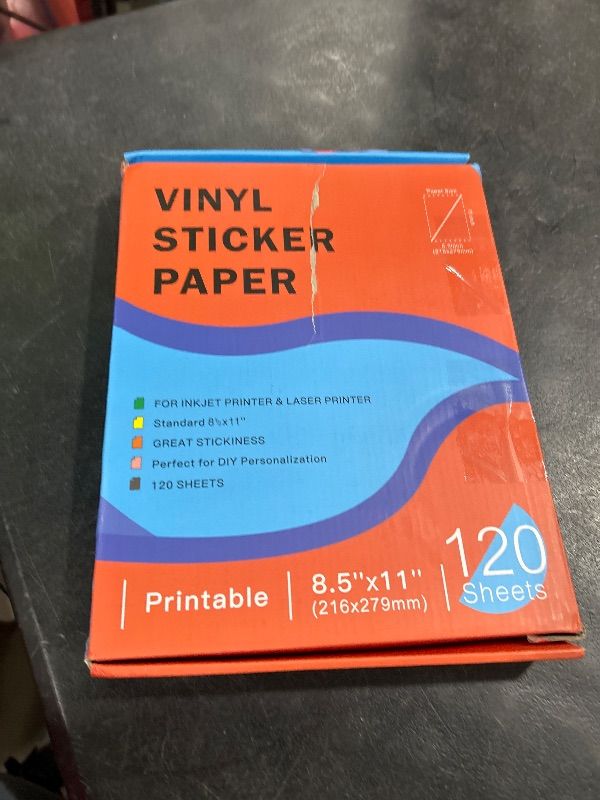 Photo 1 of Ruibytree 8.5 "x 11" Vinyl Self-adhesive Label Paper for Inkjet and Laser Printers, Waterproof, Dry Quickly, Peel Easily,Color Restoration is Clear (Holographic, 120 Sheets)