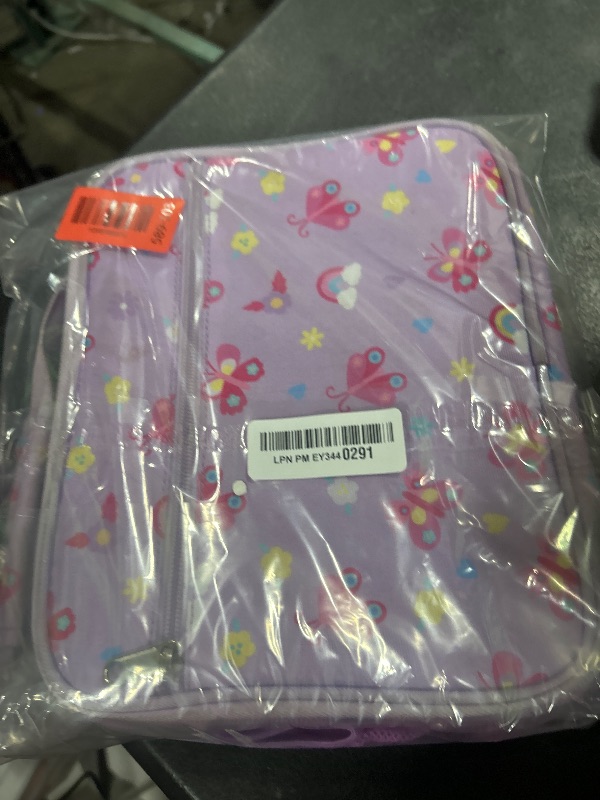 Photo 1 of BrainyBees Lunch Bag for Girls - Insulated Kids Lunch Box Reusable Girls Lunchbox with Water Bottle Holder Toddler Lunch Tote Bag for School Daycare, Purple Butterfly