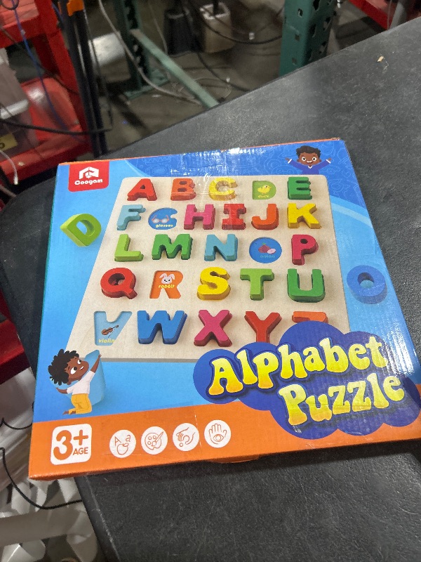 Photo 1 of Coogam Wooden Alphabet Puzzle – ABC Letters Sorting Board Blocks Montessori Matching Game Jigsaw Educational Early Learning Toy Gift for Preschool Year Old Kids