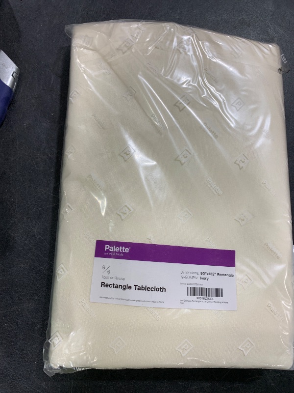 Photo 1 of Gee Di Moda Ivory Rectangle Tablecloth - 90 x 132 Inch, Polyester, Wrinkle & Stain Resistant, Perfect for 6 Foot Table, Buffet, Parties & More