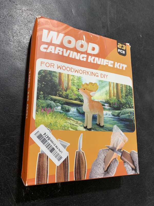 Photo 1 of Wood Carving Kit, 23pcs Wood Carving Tools with 4 Wood Carving Knives 5 Detail Knives 9 Blocks, Whittling Kit DIY Hobbies for Adults