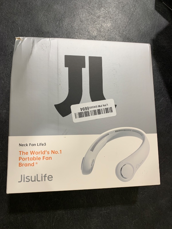 Photo 1 of JISULIFE Portable Neck Fan, Hands-Free Bladeless, 5 Speeds, 4000 mAh Battery Operated Wearable Personal Fan, Twistable, Rechargeable, Gift for Women Men-Grey
