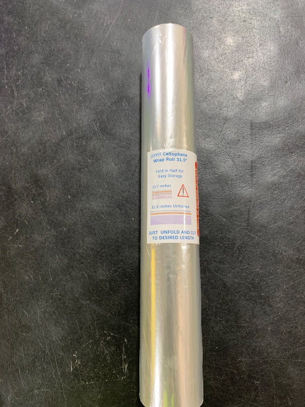 Photo 1 of 100 ft Clear Cellophane Wrap Roll (31.5 in x 100 ft) - 3 Mil Thicken Cellophane Roll, Clear Cellophane Bags Large, Clear Wrapping Paper for Flower Gift Baskets Wrap (31.5" fold into 16")