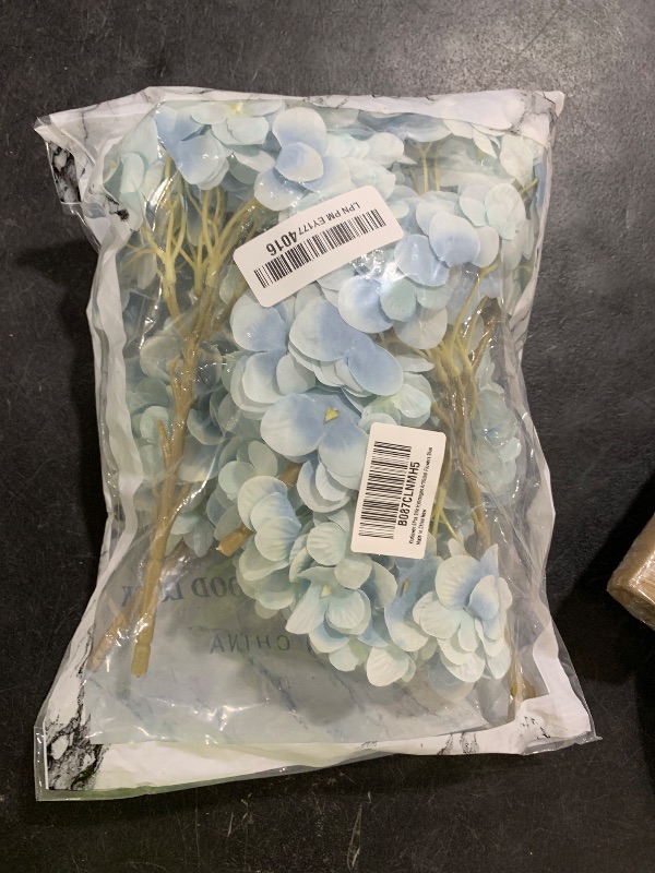 Photo 1 of Kisflower Blue Hydrangea Artificial Flowers 6pcs Faux Hydrangea Flowers, Fake Flowers for Table Centerpiece, Blue Silk Hydrangea Flowers with Stems for Home Wedding Party Decor