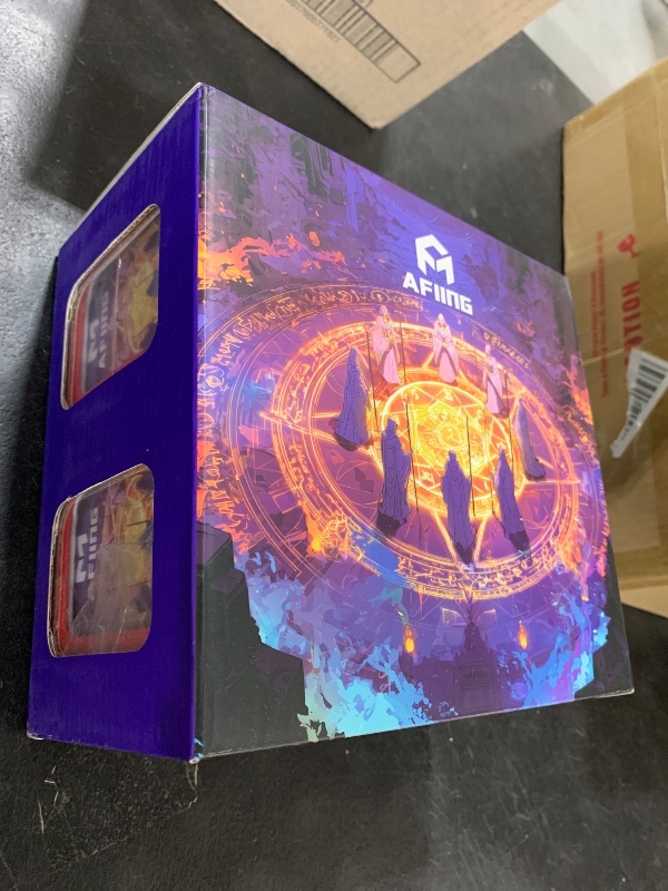 Photo 1 of AFIING Commander Deck Box For Mtg Fits 400+ Double-Sleeved Cards, 5-in-1 TCG Storage Box with Removable Deck Case, 4 Toploaders, Dice Tray & Handle for TCG/Sports Cards (Black Purple)