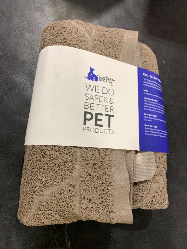Photo 1 of WePet Cat Litter Box Mat, Kitty Premium PVC Pad, Durable Trapping Rug, Phthalate Free, Urine-Resistant, Scatter Control, XXL 47 x 36 Inch, Champagne