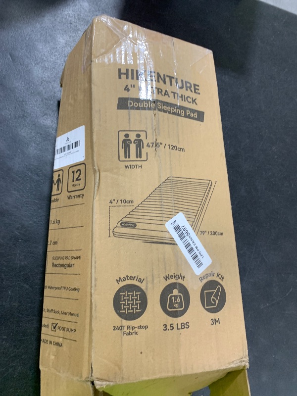 Photo 1 of Hikenture Double Sleeping Pad for Camping, Ultralight 4" Extra-Thick Camping Mattress 2 Person, Inflatable Backpacking Sleeping Mat, Hiking Air Mattress for Tent (Foot Pump)
