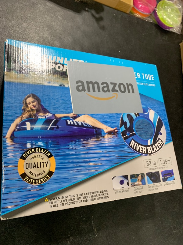 Photo 1 of 2025 New & Upgraded Sunlite Sports Heavy Duty River Tube Inflatable, Premium Water Float to Lounge Above Lake and River, Outdoor Water Raft Sport Fun, Recreational Use