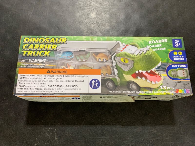 Photo 1 of JOYIN 13 in 1 Dinosaur Toys for Kids 3-5, Dinosaur Truck with 12 Pull Back Cars, Small Cars Set, Birthday Gifts Toys for 3 4 5+ Year Old Boy, Transport Carrier Truck for Toddlers 3-4 Years