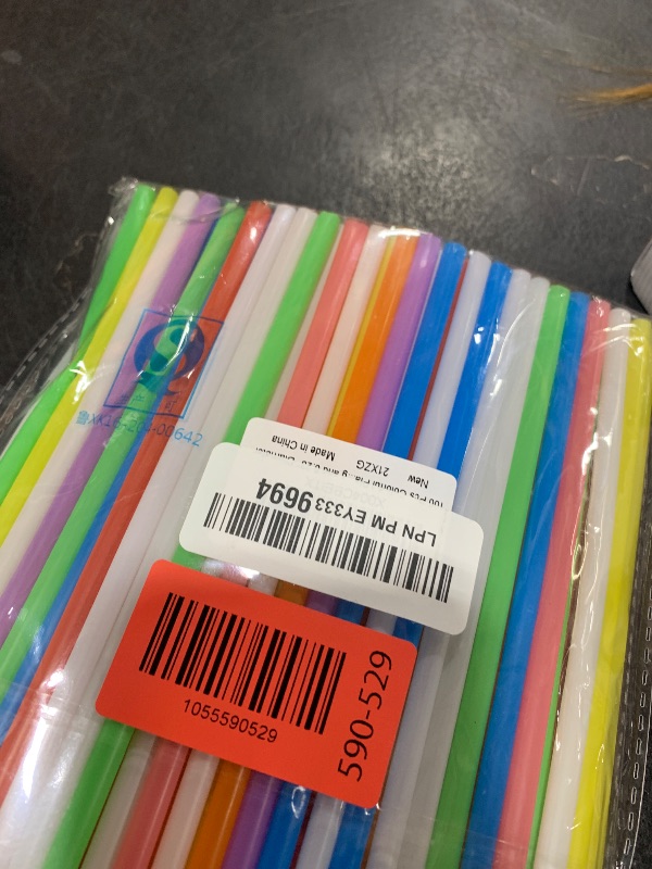 Photo 1 of 100 Pcs Colorful Plastic Straws, Disposable Drinking Straws, 8.26" Long and 0.23'' Diameter