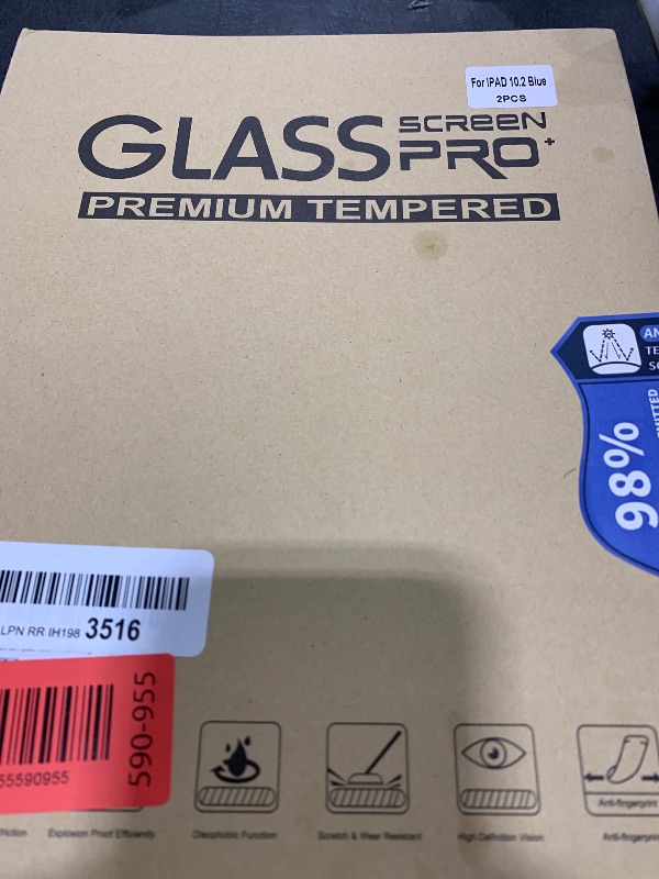 Photo 1 of zenrich [2Pack ipad 10.2 Screen Protector with Anti Blue Light, iPad 9th/8th/7th Generation Tempered Glass Screen Protector with 9H Hardness/Bubble Free/Case Friendly, Pencil Compatible