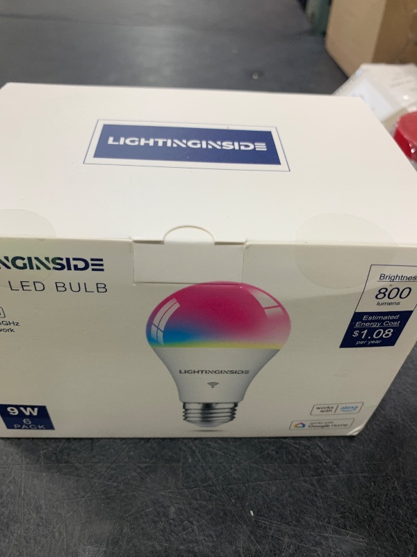 Photo 1 of Lightinginside Smart Light Bulbs 6 Pack, Smart Bulb Works with Alexa/Google Home/Smart Life, CRI>90, RGBCW Color Changing LED Light Bulbs, 2.4G WiFi Bluetooth A19 E26 Bulb, No Hub Required, ETL Listed
