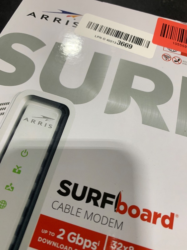 Photo 1 of ARRIS (SB8200) - Cable Modem - Fast DOCSIS 3.1 32x8 Gigabit Cable Modem , Approved for Comcast Xfinity, Cox, Charter Spectrum, & more | 1 Gbps Max Internet Speed, 4 OFDM Channels - (No Built-in Wifi)