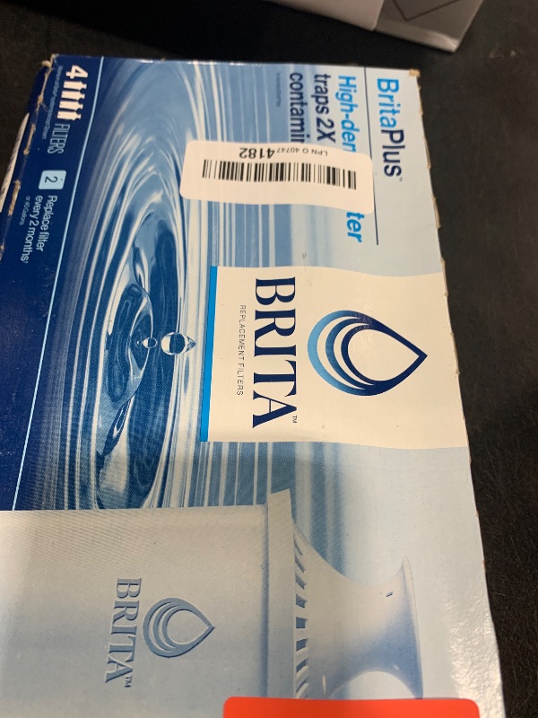 Photo 1 of Brita Plus Water Filter, BPA-Free, High-Density Replacement Filter for Pitchers and Dispensers, Reduces 2x Contaminants*, Lasts Two Months or 40 Gallons, Includes 4 Filters