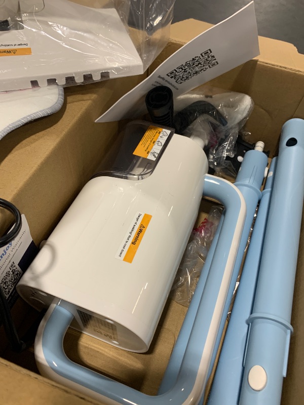 Photo 1 of Steam Cleaner, 6 in1 Rotated Steam Mop Cleaner with 2 Modes, 2 Microfiber Pads, 400ML Removable Tank, 23FT Power Cable, Detachable Steam Mops for Floor, Laminate Floor, Tiles Cleaning (Light Blue)