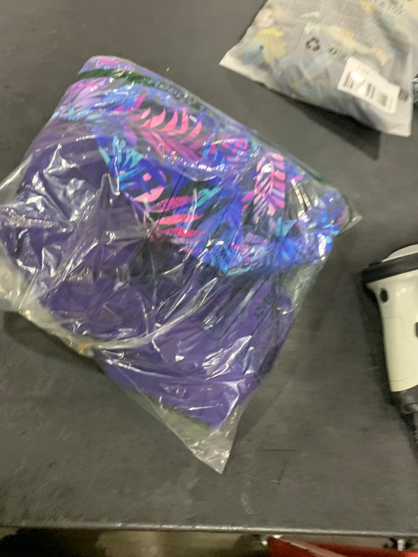 Photo 1 of Talisea Womens Two Piece Tankini Bathing Suits with Skirt Tummy Control Swimsuits Ladies Swimwear Blue Purple Leaves XXL