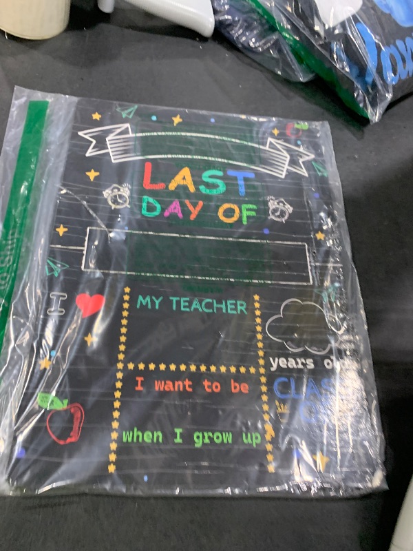 Photo 1 of Rsgift Chalkboard First & Last Day of School 10 x 14 Inch, Double Sided Back to School Board, Reusable Kindergarten reschool 1st Grade Decorations Photo Props for Kids/Girls/Boys