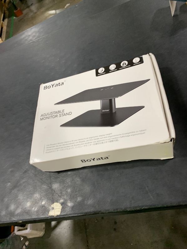 Photo 1 of BoYata Monitor Stand, Adjustable Monitor Riser Metal Computer Stand Compatible with TV, PC, Laptop, Computer, iMac, and All Screen Display-Black