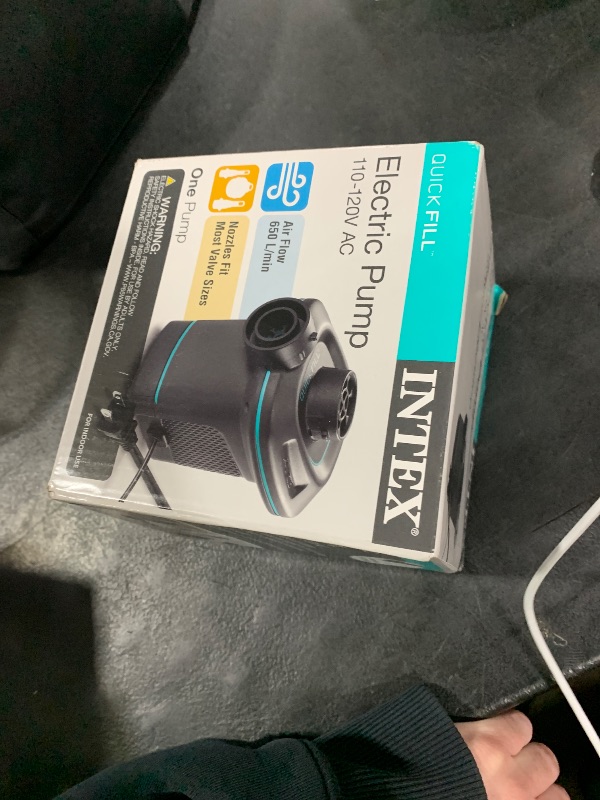 Photo 1 of Intex 66639E QuickFill 120 Volt AC Electric Pump: Inflates and Deflates Air Mattresses – Includes 3 Interrconnecting Nozzles – Compact Design – 650 L/Min Air Flow – Indoor Use
