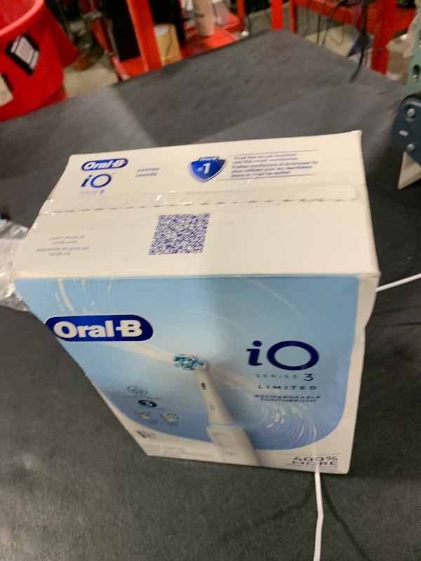 Photo 1 of Oral-B iO Deep Clean Rechargeable Electric Powered Toothbrush, White with iO Series 3 Limited, 2 Brush Heads and Travel Case - Pressure Sensor to Protect Gums - 3 Cleaning Settings - 2 Minute Timer