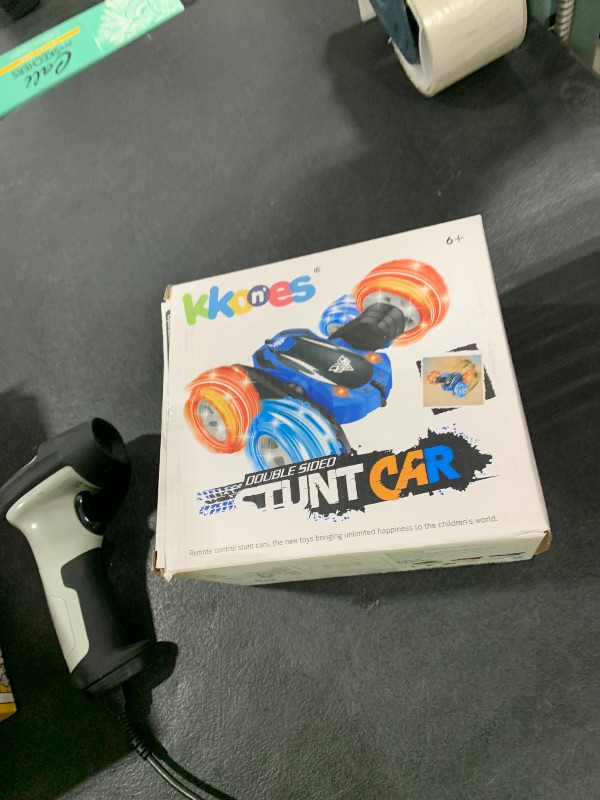 Photo 1 of KKONES Remote Control Car, 2.4GHz Double Sided 360° Flips Rotating Electric Race RC Stunt Car, LED Wheel & Headlight High Speed Off Road Cars Toy Gift for 3 4 5 6 7 8-12 Year Old Boy Toys (Blue)