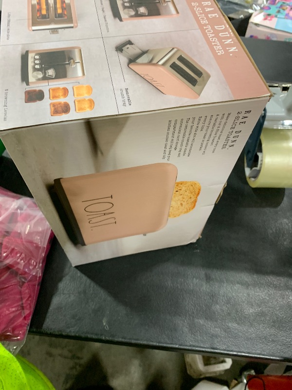 Photo 1 of Rae Dunn Toaster, Stainless Steel 2 Slice Square Toaster, Wide Slot with 5 Browning Levels, with Bagel, Defrost and Cancel Options (Blush)