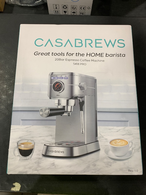 Photo 1 of CASABREWS 5418 PRO Espresso Machine 20 Bar, Upgraded Espresso Maker with Powerful Steam Milk Frother, Stainless Steel Coffee Machine with Fast Heating System for Cappuccino, Latte, Metallic Gray