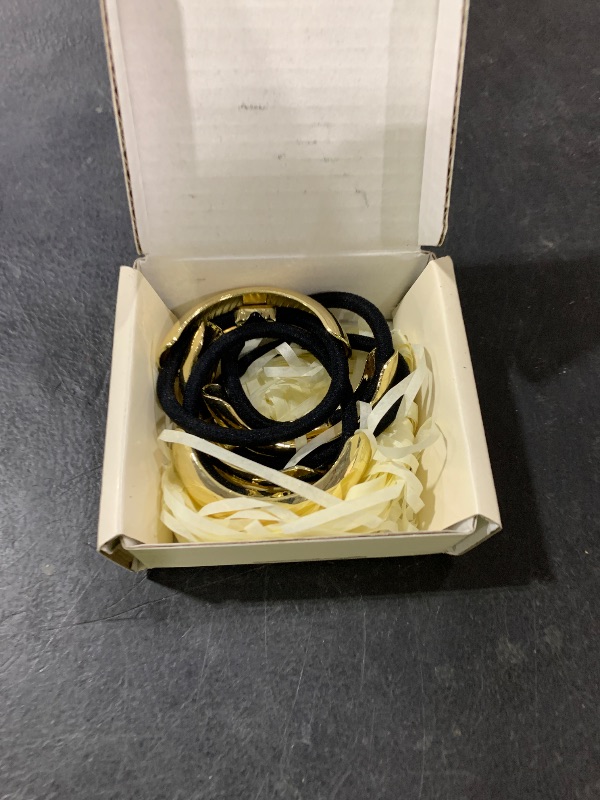 Photo 1 of 4PCS Gold Hair Ties, Metal Hair Ties for Thick Hair, Elegant Durable Round Geometric Design Hair Cuffs, Gold Hair Accessories Stretchy Non-Damage Ponytail Holders