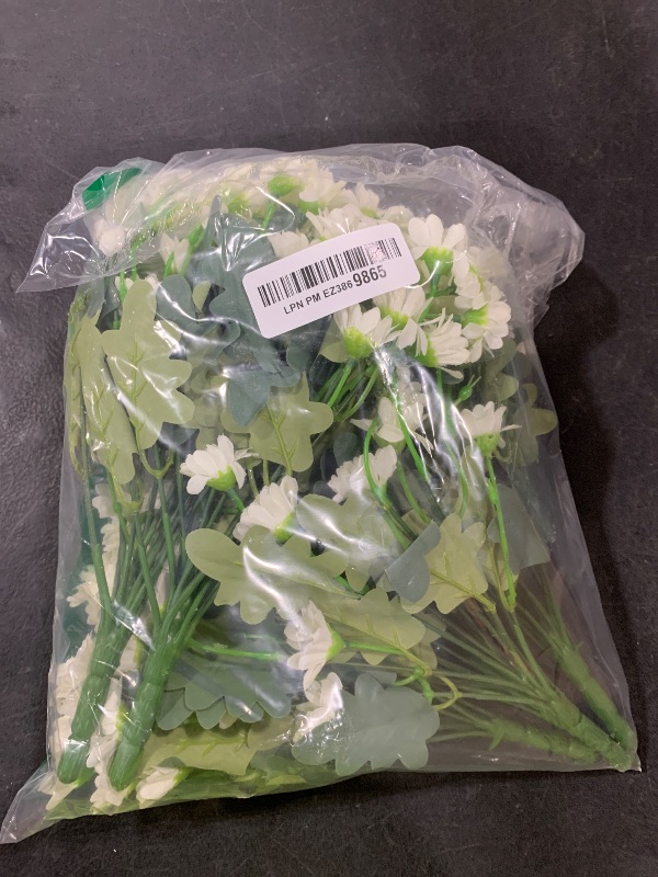 Photo 1 of Daisy Artificial Flowers for Outdoors Fall Autumn Decoration, 6 Bundles Fake Mums White Silk Flowers for Outside Look Real UV Resistant Faux Flowers Plants for Planter Front Door Home Indoor Porch Urn