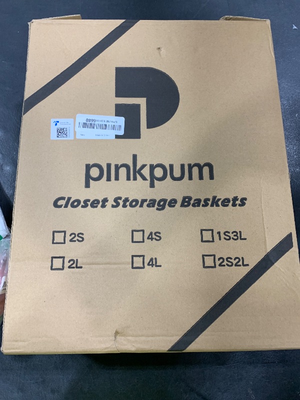 Photo 1 of Pinkpum Stackable Plastic Storage Basket, Foldable Closet Organizers and Storage Bins 4 Pack Drawer Shelf Storage Container for Wardrobe Kitchen Bathroom Office Dorm White