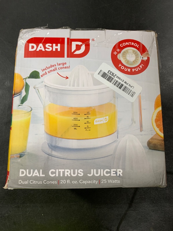 Photo 1 of Dash Citrus Juicer Extractor: Compact Juicer for Healthy Juice, Oranges, Lemons, Limes, Grapefruit & other Citrus Fruit with Easy Pour Spout + 20 oz Pitcher - White