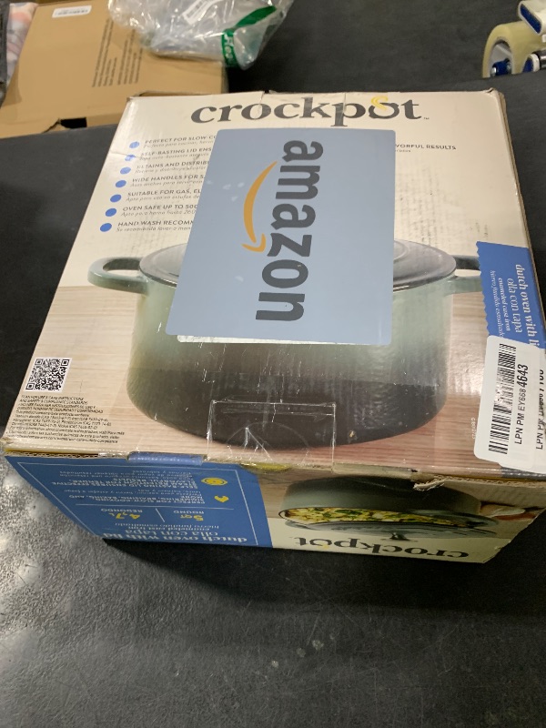 Photo 1 of Crock Pot Artisan 5 Quart Enameled Cast Iron Round Dutch Oven, Slate Gray