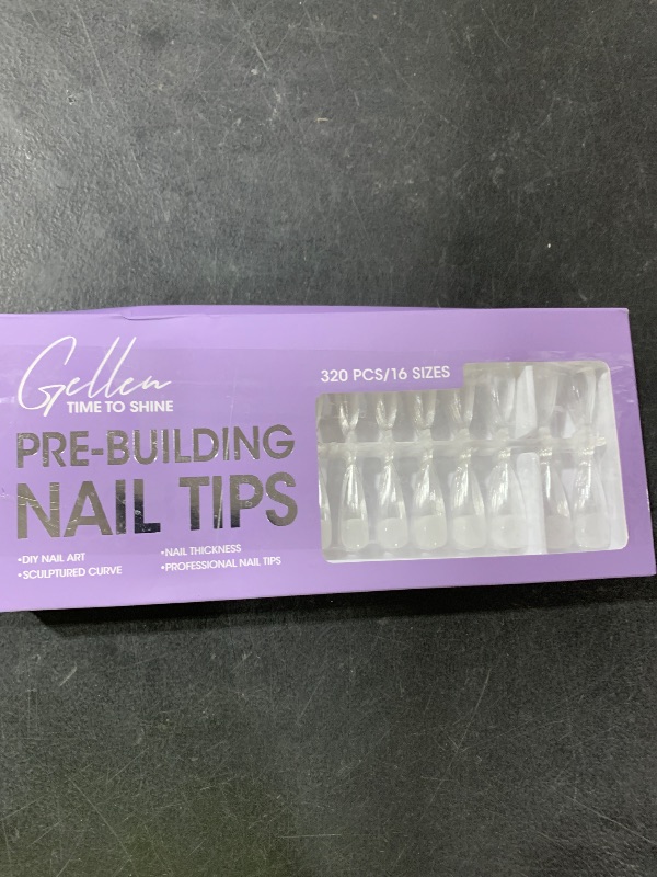 Photo 1 of Gellen Long Almond Tipex Nail Tips, 320pcs Instant Apex Nail Tips, 16 Sizes Pre-builder Gel Tips Long Stiletto Almond Strong Full Cover False Nail Tips Gel Extension Tips for Flat Nails