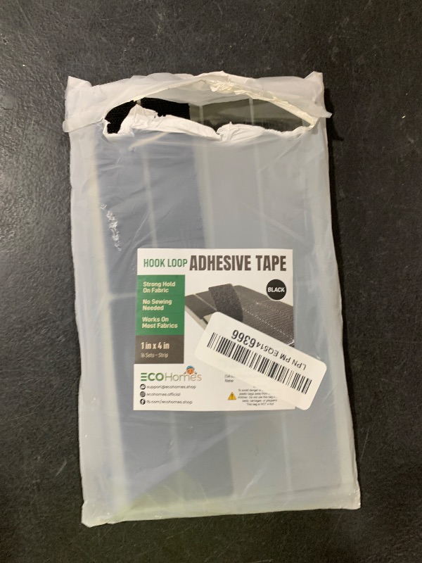 Photo 1 of (1x4 Inch, 16 Sets) Strips with Adhesive for Fabric, No Sew Stick On for Fabric, Sticky Back for Clothes, Curtains - Heavy Duty Double Sided Hook and Loop Hem Tape Fasteners, No Sewing No Iron, Black