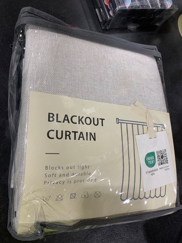 Photo 1 of INOVADAY 100% Blackout Curtains for Bedroom, Black Out Curtains 84 Inch Long, Clip Rings Linen Blackout Drapes, Thermal Insulated Room Darkening for Living Room, 2 Panels - Beige,W50xL84