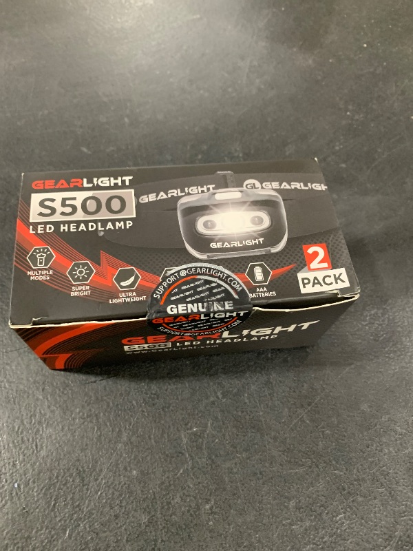 Photo 1 of GearLight 2Pack LED Headlamp - Outdoor Camping Head Lamps with Adjustable Headband - Lightweight Battery Powered Bright Flashlight Headlight with 7 Modes and Pivotable Head and Red Light