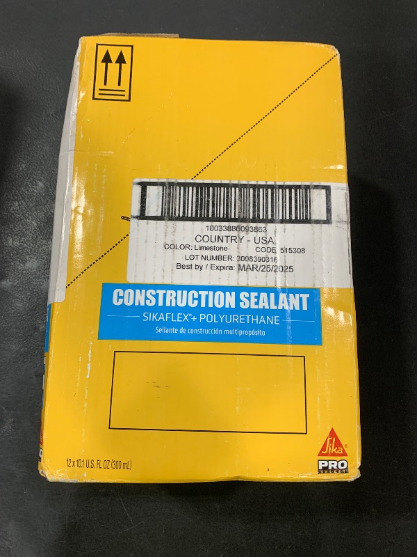 Photo 1 of SIKA Sikaflex Construction Sealant, 12-Pack, 10.1 fl oz, Limestone – All-Purpose Polyurethane for Joints 1/2" or Smaller, Strong, Weatherproof, Paintable, Ideal for Masonry, Wood, Metal & Concrete
