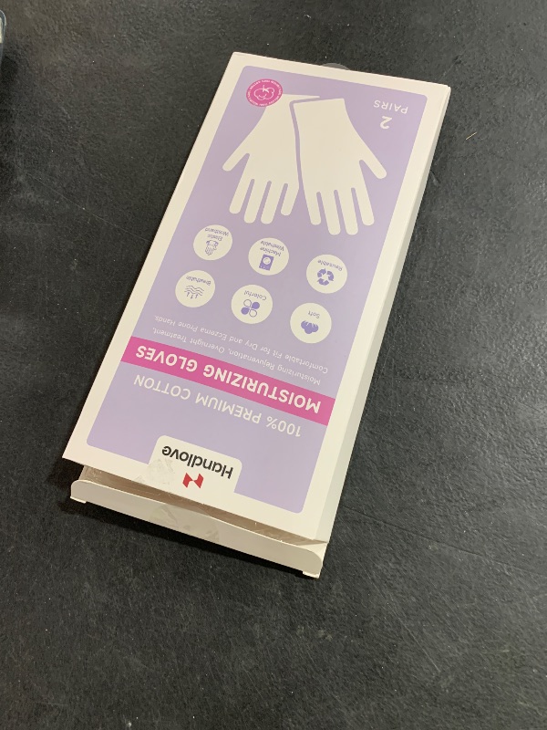 Photo 1 of HandLove Premium 100% Cotton Gloves Moisturizing Gloves for Dry Hands & Eczema | Overnight Sleeping Gloves, Eczema Gloves | Reusable| Touchscreen, Purple, 2 Pairs