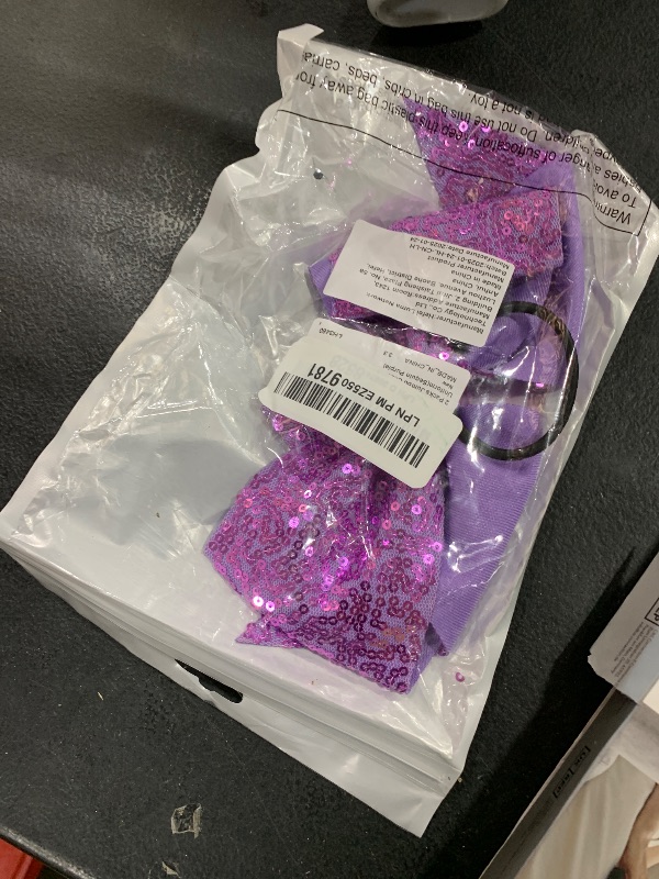 Photo 1 of 2 Packs Jumbo Cheerleading Bow 8 Inch Large Cheer Hair Bows with Ponytail Holder for Teen Girls Softball Outfit Uniform(Sequin Purple)